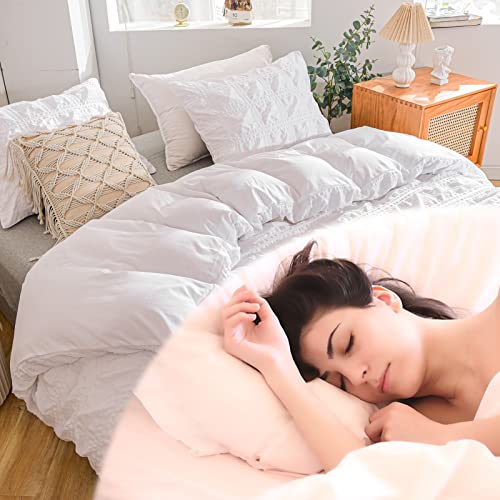  MY /emwai/ Duvet Cover King Size White, Super Soft Comfortable Seersucker Bedding Duvet Covers Set - 1 Duvet Cover And 2 Pillow Cases, King Size Duvet Cover With Zipper Closure & Corner Ties