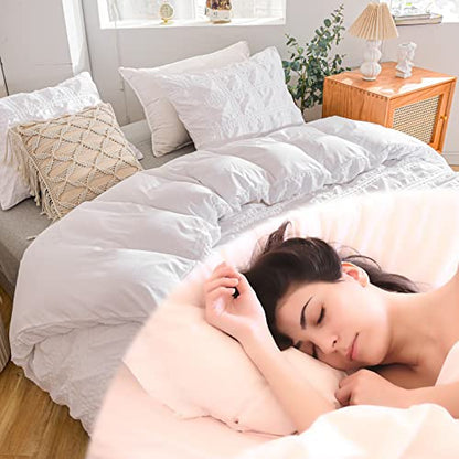  MY /emwai/ Duvet Cover King Size White, Super Soft Comfortable Seersucker Bedding Duvet Covers Set - 1 Duvet Cover And 2 Pillow Cases, King Size Duvet Cover With Zipper Closure & Corner Ties