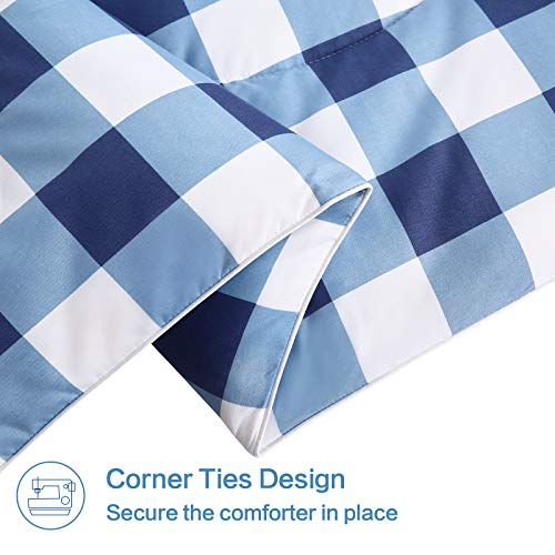  All Season King Size Soft Quilted Down Alternative Comforter Reversible Duvet Insert With Corner Tabs,Winter Summer Warm Fluffy,Dark Blue White,90x102 Inches