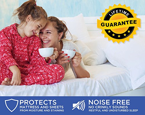  Waterproof Mattress Protector - Smooth Breathable Mattress Cover - Protection From Stains From Sweat, Spills, Urine - Full Size