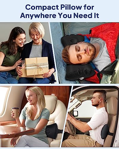  BLABOK Reduce Lower Back Pain While Traveling Get Lumbar Support Pillow For Airplane With Inflatable Lumbar Pillow (Black-C1)