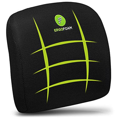  ErgoFoam Lumbar Support Pillow For Chair - Premium Breathable Mesh Back Support For Office Chair - Most Comfortable Lumbar Cushion In The World For Back Pain