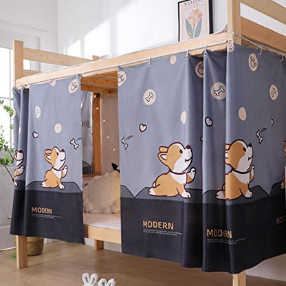  Bunk Bed Drapes For Bottom 2 Pcs/Set Lightproof Bed Canopies Curtain In Student Dormitory Bedroom Cute Lighttight Cloth (Cat&Star,3.8ft H)