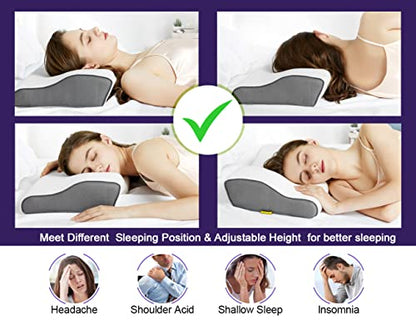 Foverhom Neck Pillow,Cervical Pillow For Neck Pain,Side Sleepers Pillow For Shoulder Pain,Wedge Pillow With Breathable Cover And Eye Mask,Memory Foam Travel Pillow Portable Packaging1Psc White