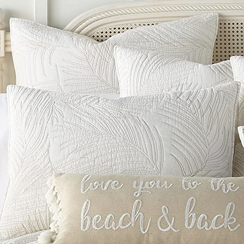  Levtex Home Palmira Palmira Quilted Euro Sham (26x26in.) - Embroidered Palm Leaves - Reversible