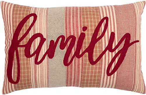  VHC Brands Sawyer Mill Text Chambray Cotton Farmhouse Appliqued Pillow 22x14 Filled Bedding Accessory, 1 Count (Pack Of 1), Family Charcoal
