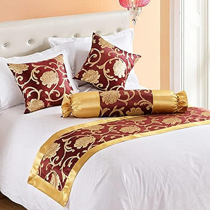  QFWMCW Modern Bed Runner Scarf Satin Jacquard Bed Runners & Scarves Hotel Decoration Bedspread With Pillow Bed Scarf For Foot Of Bed King