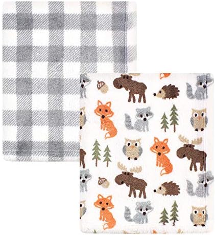  Hudson Baby Unisex Baby Cozy Plush Luxury Blankets 2pk, Pink Elephants, One Size