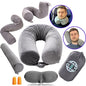  Point2Points Twist Memory Foam Travel Pillow - 100% Pure Memory Foam Neck Pillow With Comfortable & Machine Washable Cover, Neck Pillow For Travel Kit With Sleep Mask, Earplugs & Travel Bag