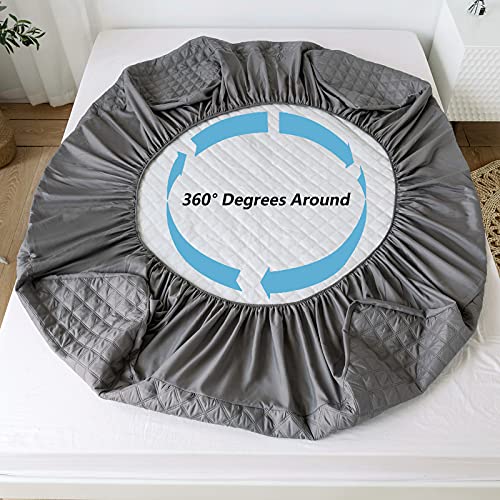  Queen Mattress Protector Waterproof - Soft Breathable & Noiseless Quilted Fitted Mattress Pad - Waterproof Mattress Cover With Deep Pocket Up To 14" Depth, Grey