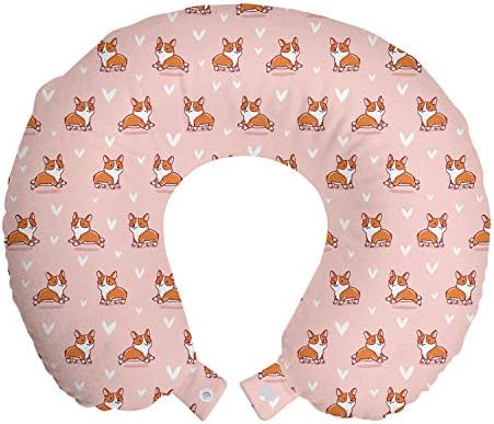  Ambesonne Soccer Travel Pillow Neck Rest, Monochrome Design Pattern Of Classical Football Balls Boys Cartoon Pattern, Memory Foam Traveling Accessory For Airplane And Car, 12", White Black