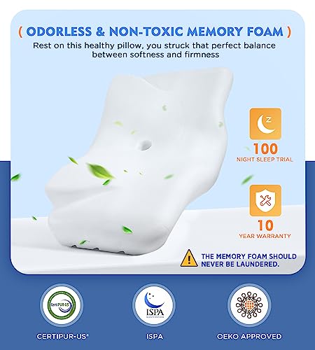  Osteo Cervical Pillow For Neck Pain Relief, Hollow Design Odorless Memory Foam Pillows With Cooling Case, Adjustable Orthopedic Bed Pillow For Sleeping, Contour Support For Side Back Stomach Sleepers