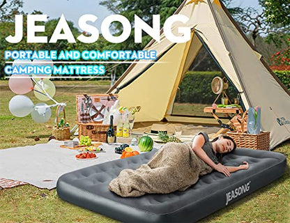  Polyester Pongee Full Camping Air Mattress Built In Pillow Blow Up Bed With 2 Inflatable Pump Home Portable Travel Hiking Airbed Easy To Inflate Quick To Set Up