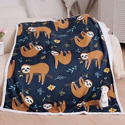  Blytheyes Sloth Moon Blanket Throw Blanket Flannel Blanket Cute Kids Blanket Bed Blanket Super Soft Flannel Sofa Blanket Sloth Blanket For Office, Bedroom, Travel, All Seasons 50 * 60inch