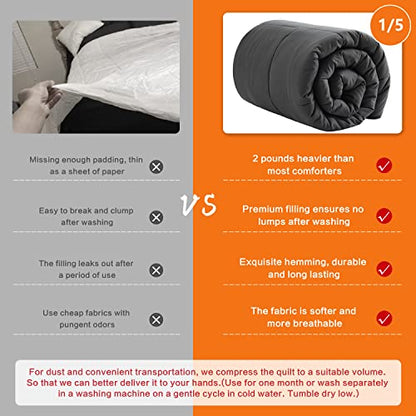 Full Size Comforter,Luxurious All Season Cooling Fluffy Soft Quilted Down Alternative Comforter Reversible Duvet Insert With Corner Tabs,Dark Grey,82x86 Inches