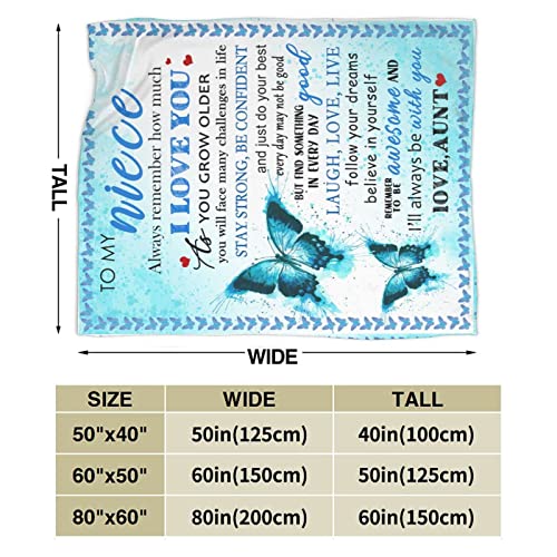  To My Niece From Aunt Throw Blanket Birthday Gifts Ultra-Soft Micro Fleece Blankets For Bed Couch Travel Beach 50"x60"