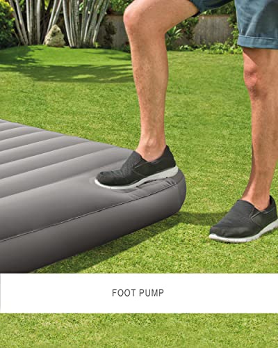 Intex NTEX 64761E Dura-Beam Standard Downy Air Mattress: Fiber-Tech – Twin Size – Built-in Foot Pump – 10in Bed Height – 300lb Weight Capacity