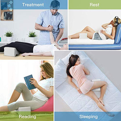  Knee Pillow For Side Sleepers - Wedge Contour Memory Foam Leg Pillow For Sleeping With Extra Cover, Cooling Gel For Sciatica Relief, Leg Pain, Lower Back Pain, Joint Hip Pain