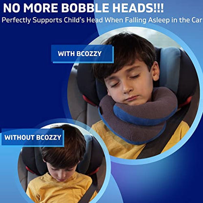  BCOZZY Kids Travel Neck Pillow, Supports The Neck, Head & Chin, Stops The Head From Falling Forward, For Kids Who Fall Asleep In The Car Seat & Plane, For Kids 3-7 Y/O, Navy