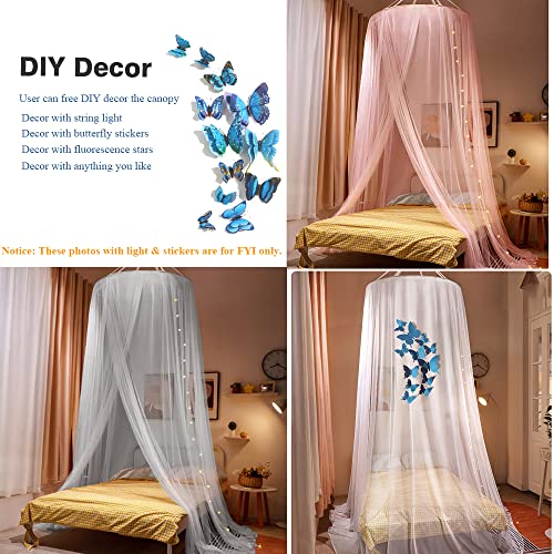  Mosquito Net Bed Canopy, Hanging Drapes Curtain Netting Over Bed Bedroom Decor For Single, Twin Full & Queen King Size Beds & Baby Crib ( White )