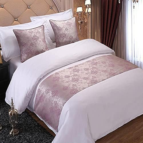  QFWMCW Golden Flower Bed Runner Bed Runner Hotel Satin Jacquard Bed Cover Bed Scarves Bedding Scarf Protection Decoration For Bedspread Pillowcase King Size