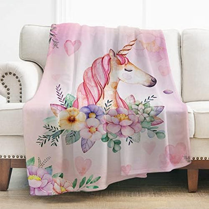  Unicorn Blanket, Cozy Lightweight Durable Bed Couch Blanket, Plush Microfiber Blanket 50"x60"