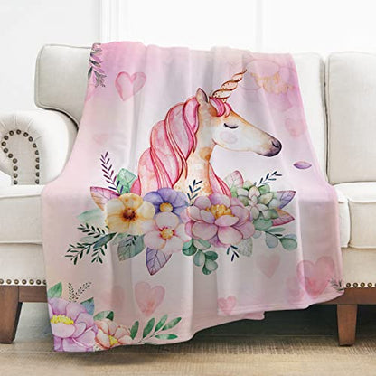  Unicorn Blanket, Cozy Lightweight Durable Bed Couch Blanket, Plush Microfiber Blanket 50"x60"