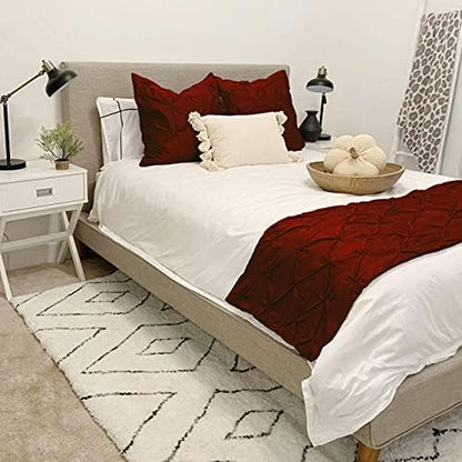  3 Piece Pinch Pleated Bed Runner Set Decorative Bed Scarf 100% Egyptian Cotton 400 Thread Cotton Hotel Class Bedding (1 Bed Runner, 2 Pillow Shams) (Dark Grey, Twin)
