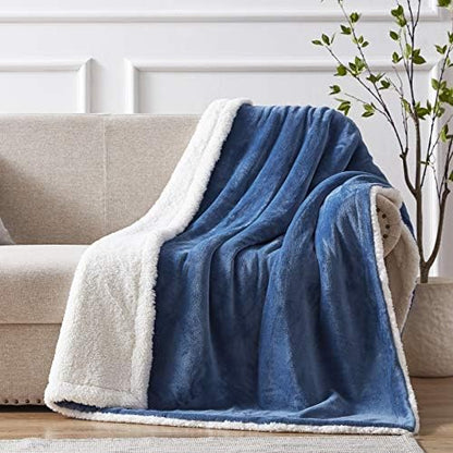  Sherpa Throw Blanket Throw Size, Sherpa Fleece Throw Blanket Lightweight, Reversible Sherpa Blanket Machine Washable, 50" X 60", Brown