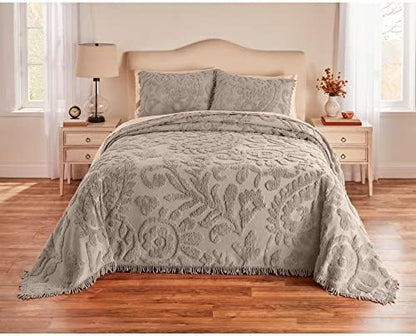  The Paisley Chenille Bedspread - Queen, Spice Purple