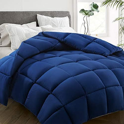  All Season Queen Size Bed Comforter - Cooling Down Alternative Quilted Duvet Insert With Corner Tabs - Winter Warm - Machine Washable - Dark Grey
