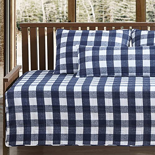 Eddie Bauer Home | Lakehouse Collection | Quilt Set - 100% Cotton, Reversible, Medium Weight Bedding With Matching Shams, Daybed, Blue