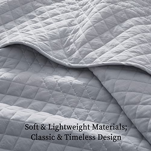  Bonlino Quilt Bedding Set Bed Queen - Lightweight Soft Quilt Summer Farmhouse Quilt Set, Modern Boho Style Striped As Bedspread Coverlet, With 2 Pillow Shams For Home Bedroom All Season (Grey, Queen)