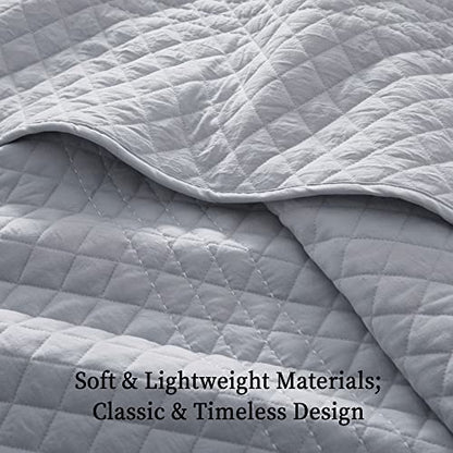  Bonlino Quilt Bedding Set Bed Queen - Lightweight Soft Quilt Summer Farmhouse Quilt Set, Modern Boho Style Striped As Bedspread Coverlet, With 2 Pillow Shams For Home Bedroom All Season (Grey, Queen)