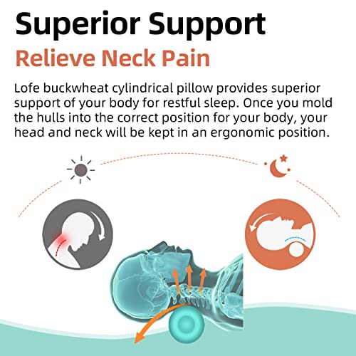  USlixury Adjustable Buckwheat Pillow - Bolster Pillow With An Organic Pillow Cover(17x4 In), Cervical Neck Support Pillow For Neck Pain Relief, Breathable Cooling Pillow For Back And Side Sleepers