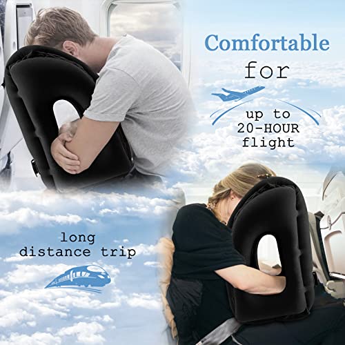 YEEPEC Inflatable Travel Pillows For Airplanes, Neck Support Travel Pillow For Sleeping Airplanes/Trains/Cars/Office Napping With Free Eye Mask, Earplugs
