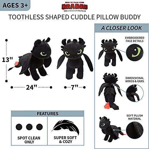  Franco Kids Bedding Super Soft Plush Cuddle Pillow Buddy, One Size, How To Train Your Dragon Toothless,Pink