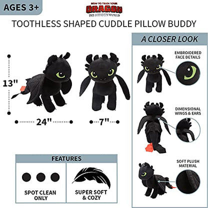  Franco Kids Bedding Super Soft Plush Cuddle Pillow Buddy, One Size, How To Train Your Dragon Toothless,Pink