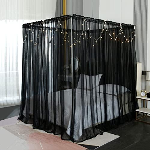  Princess Canopy Bed Curtains Bed Canopy Curtains With Lights For Queen Size Bed Drapes,8 Panels Canopies With 2 Lights,Room Décor (Full/Queen, White)