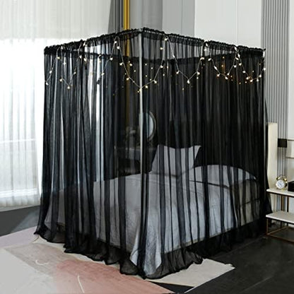  Princess Canopy Bed Curtains Bed Canopy Curtains With Lights For Queen Size Bed Drapes,8 Panels Canopies With 2 Lights,Room Décor (Full/Queen, White)