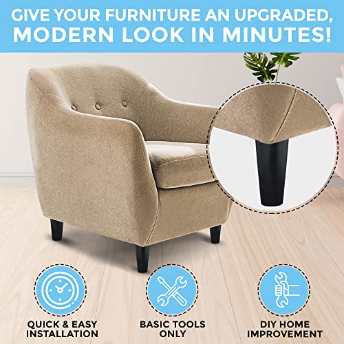  Wood Furniture Legs - Round Tapered Dark Brown - 5 Inches