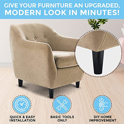  Wood Furniture Legs - Round Tapered Dark Brown - 5 Inches