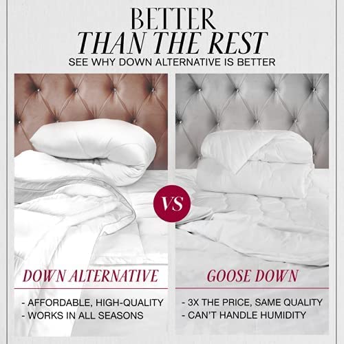  Italian Luxury Full/ Queen Size Comforter - 2100 Series Blanket, Down Alternative Insert W/ Corner Tabs - Home Bedding - 89"x89" White