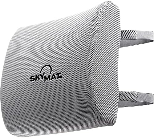  Sky Solutions Lumbar Support Pillow For Office Chair - Lower Back And Seat Support Cushion - Memory Foam Lumbar Pillow For Desk, Car, Couch, Travel - Gray
