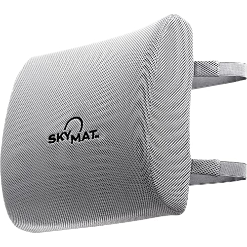  Sky Solutions Lumbar Support Pillow For Office Chair - Lower Back And Seat Support Cushion - Memory Foam Lumbar Pillow For Desk, Car, Couch, Travel - Gray