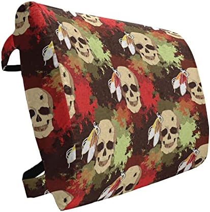  Ambesonne Sugar Skull Lumbar Back Support Pillow, All Saints Day Oriental Mexican Flowers Hearts Vibrant Design Print, High Density Foam For Office Chairs Car Seats, 14" X 13", Hot Pink Purple Green