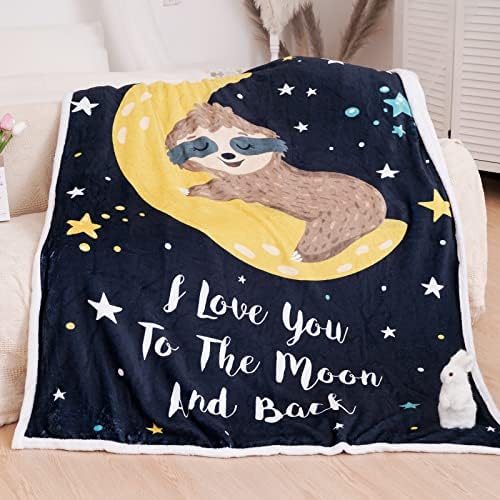  Blytheyes Sloth Moon Blanket Throw Blanket Flannel Blanket Cute Kids Blanket Bed Blanket Super Soft Flannel Sofa Blanket Sloth Blanket For Office, Bedroom, Travel, All Seasons 50 * 60inch