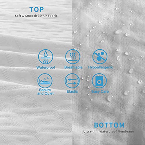  RDICOEUR Premium Full Size Mattress Protector Waterproof, Hypoallergenic Mattress Cover, Fitted Sheet Style, 16 Inch Deep Pocket