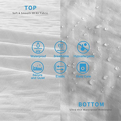  RDICOEUR Premium Full Size Mattress Protector Waterproof, Hypoallergenic Mattress Cover, Fitted Sheet Style, 16 Inch Deep Pocket