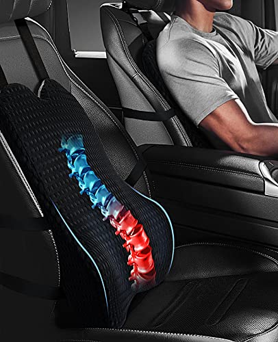  Teemour Lumbar Support Pillow For Office Chair Car Lumbar Pillow Lower Back Pain Relief Memory Foam Car Back Support For Driving Fatigue Back Pillow Design For Gaming Chair, Couch, Recliner 1 Pack